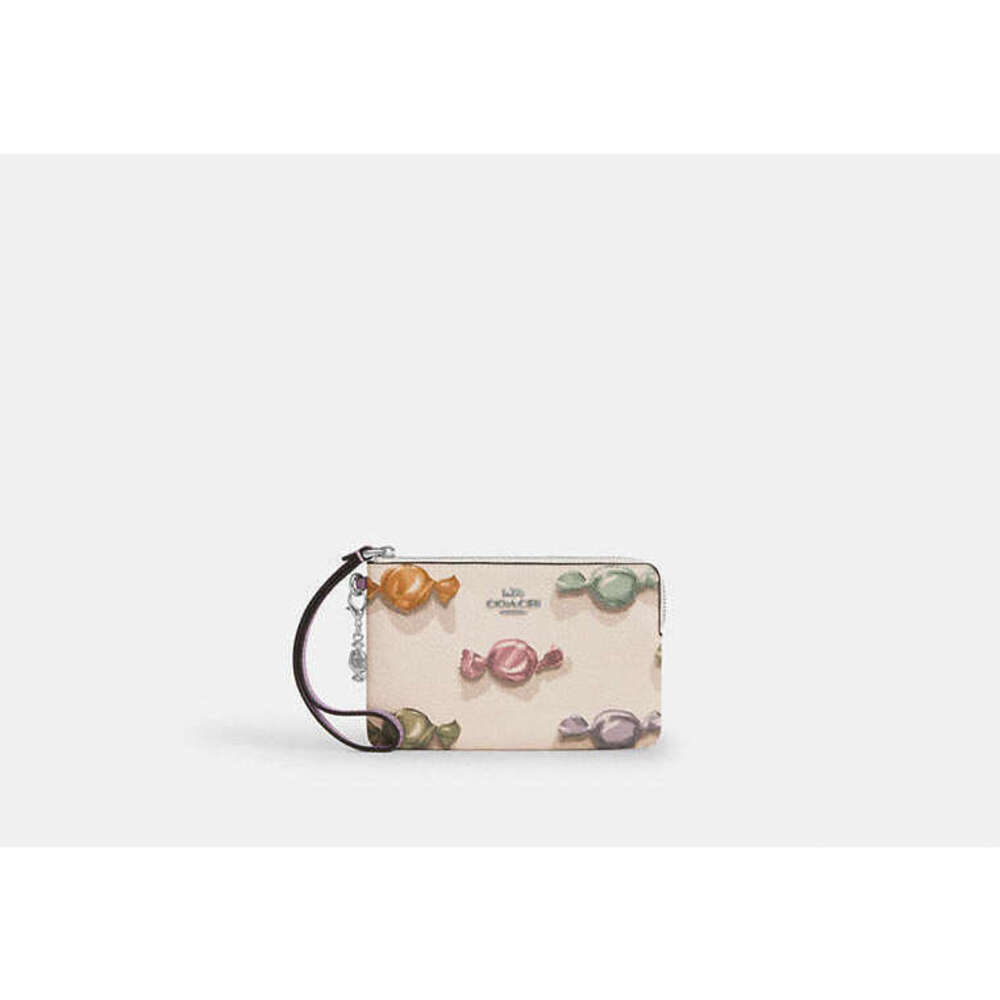 Coach Corner Zip Wristlet With Candy Print And Charm NWT - Picture 2 of 6